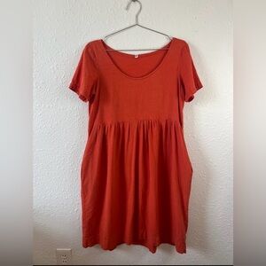 Rust Cotton Babydoll Dress w/ Pockets – Size M